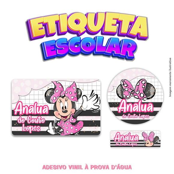 Kit Etiqueta Escolar em Vinil Minnie Rosa