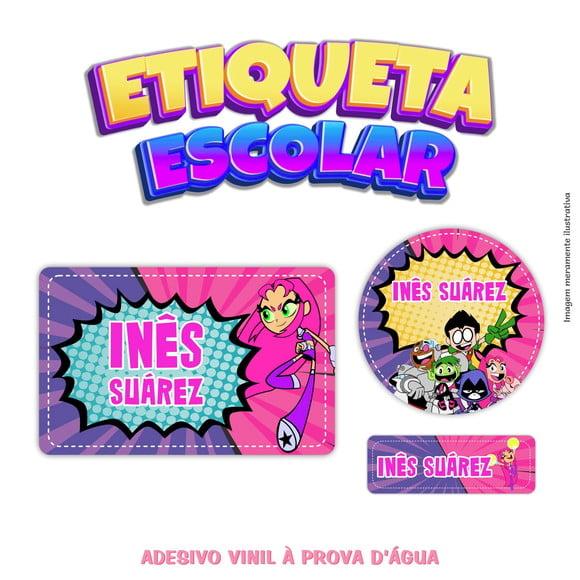 Kit Etiqueta Escolar em Vinil- Jovens Titãs Rosa