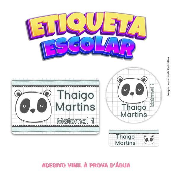 Kit Etiqueta Escolar em Vinil- Panda Menino