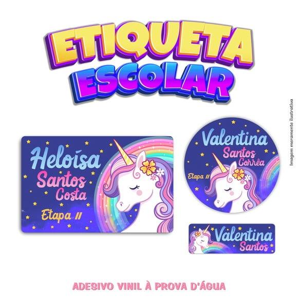 Kit Etiqueta Escolar em Vinil- Unicórnio