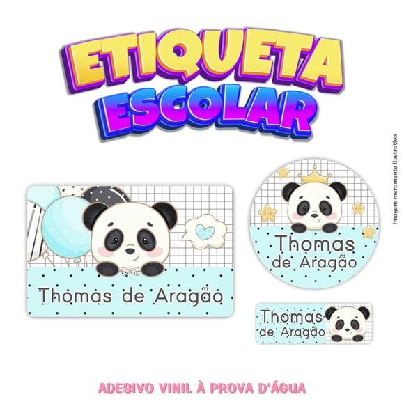 Kit Etiqueta Escolar em Vinil- Panda Azul