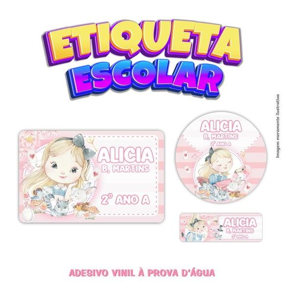 Kit Etiqueta Escolar Vinil - Alice no País das Maravilhas