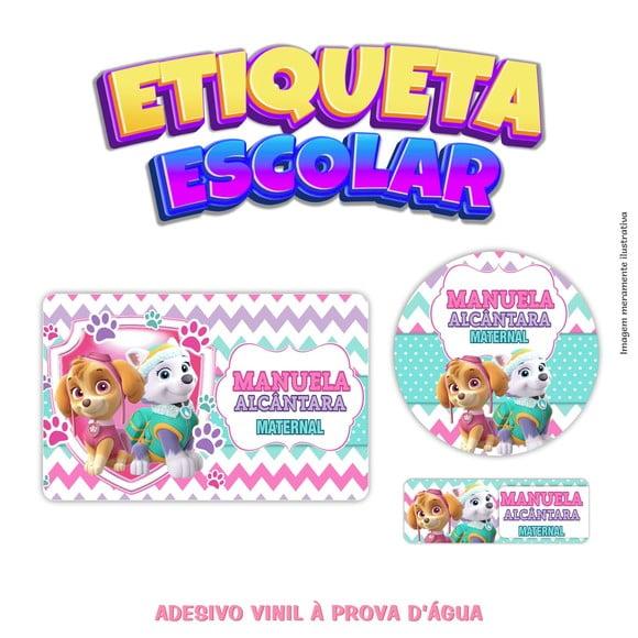 Kit Etiqueta Escolar Vinil - Skye e Everest Patrulha Canina