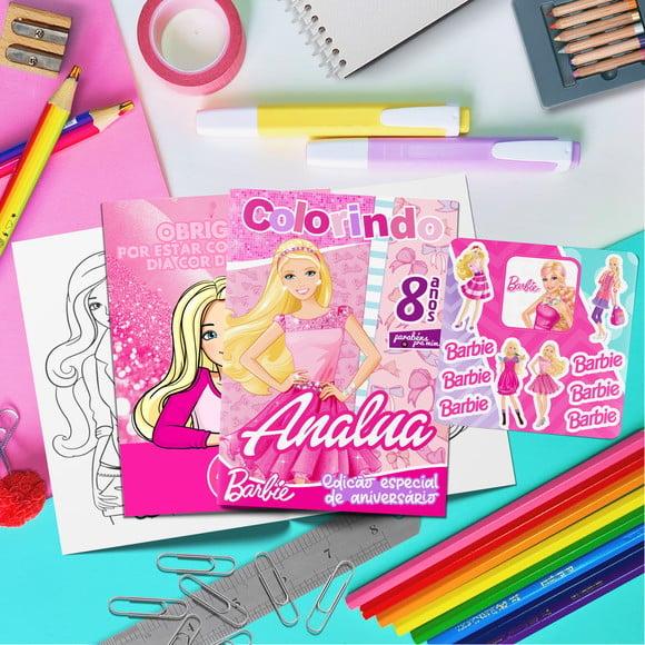 Kit Livrinho Colorir + Cartela Adesiva - Barbie
