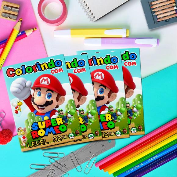 Kit Livrinho Colorir + Cartela Adesiva - Super Mario Bros