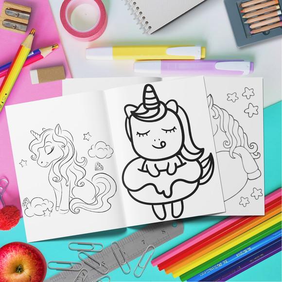 Kit Livro de Colorir + Cartela Adesiva - Unicórnio