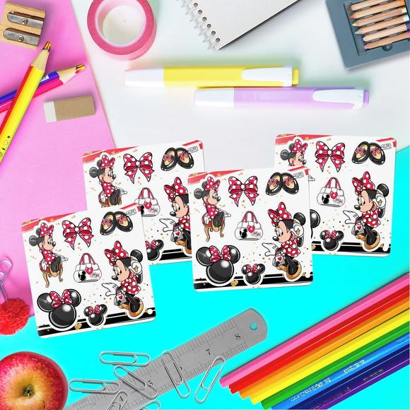 Livrinho Colorir + Cartela Adesiva - Minnie Vermelha
