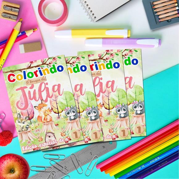 Livrinho Colorir + Cartela Adesiva Animais do Bosque Menina