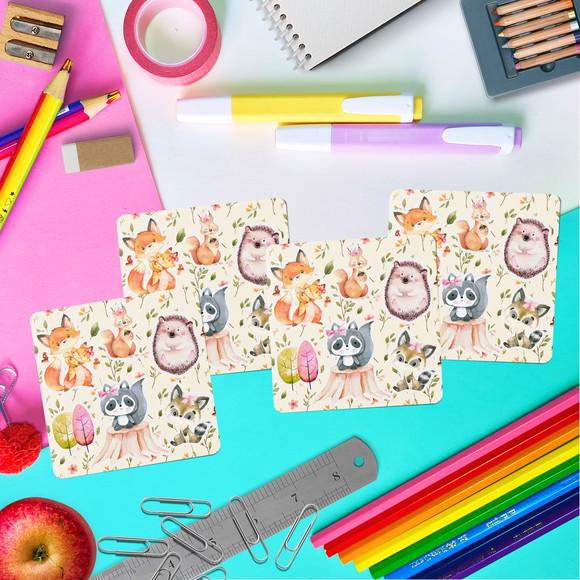 Livrinho Colorir + Cartela Adesiva Animais do Bosque Menina