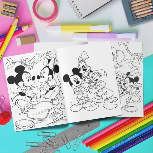 Livrinho Colorir + Cartela Adesiva Fazenda Mickey e Minnie