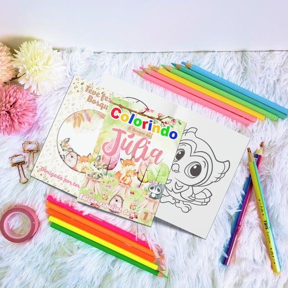 Livro de Colorir - Animais do Bosque Menina 2