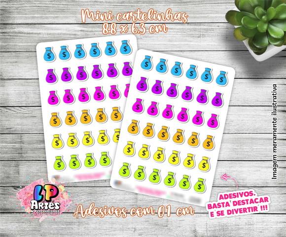 Mini Cartela de Adesivo - Bag Money Neon - M28