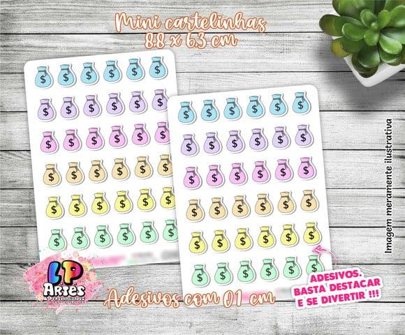 Mini Cartela de Adesivo - Bag Money Pastel - M29