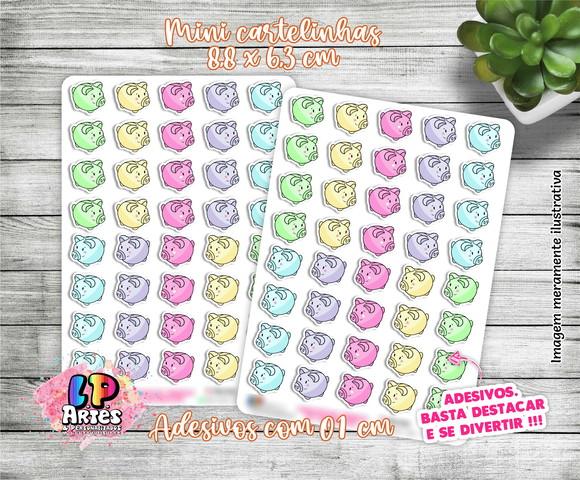 Mini Cartela de Adesivo - Cofrinho Color Pastel - M32
