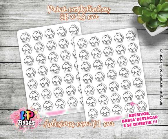Mini Cartela de Adesivo - Cupcake - M12