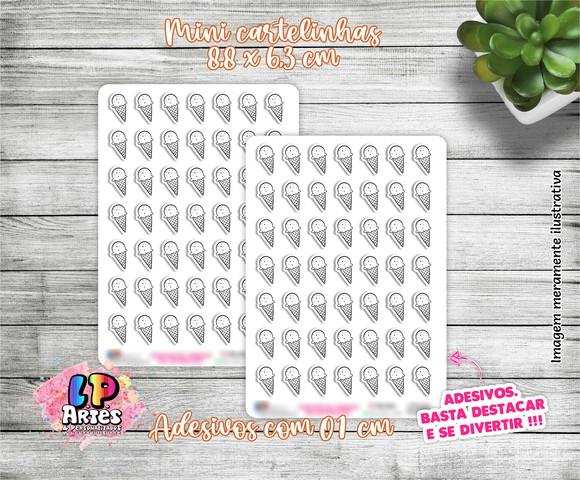 Mini Cartela de Adesivo - Sorvete de Casquinha - M22
