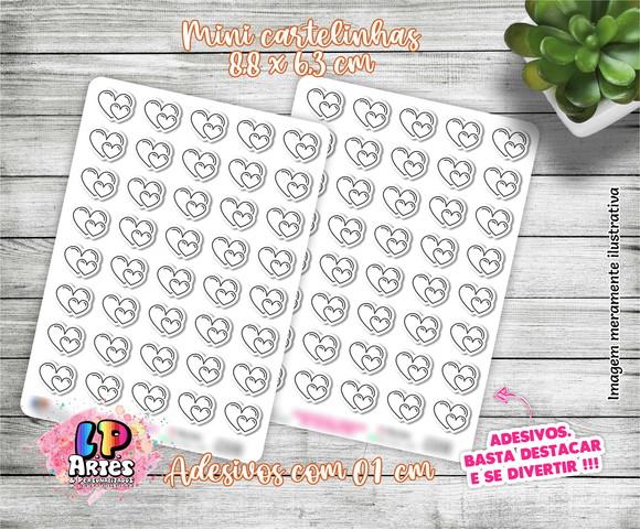 Mini Cartela de Adesivos - Corações - M10
