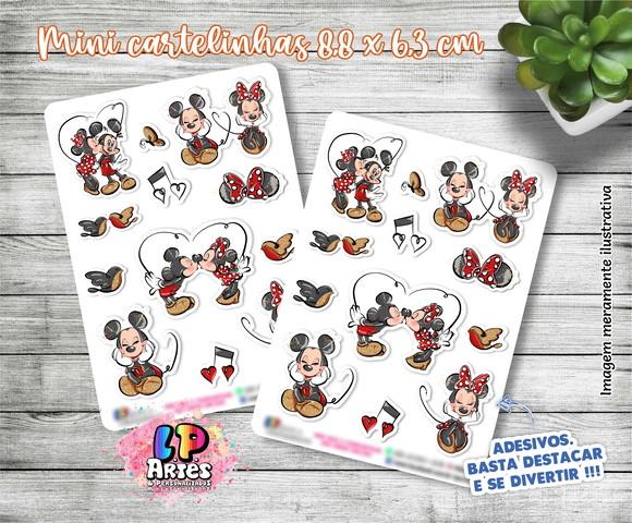 Mini Cartela De Adesivos Em Vinil - Love Mickey E Minnie