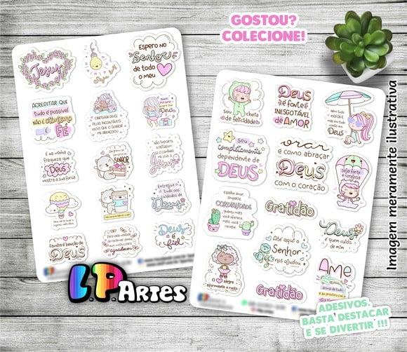 Stickers - Cartela Adesivos Em Vinil - Frases Ilustradas 1