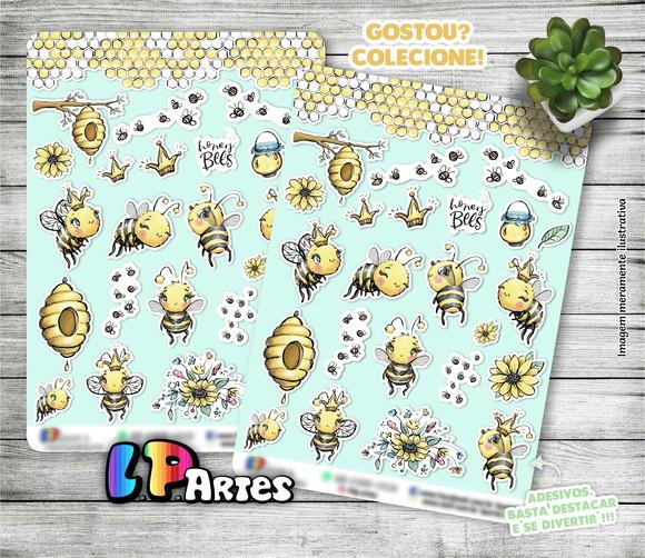 Stickers - Cartela de Adesivos - Abelha
