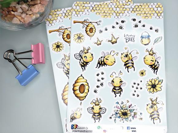 Stickers - Cartela de Adesivos - Abelha