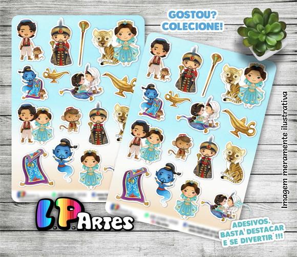 Stickers - Cartela de Adesivos - Aladdin e Jasmine
