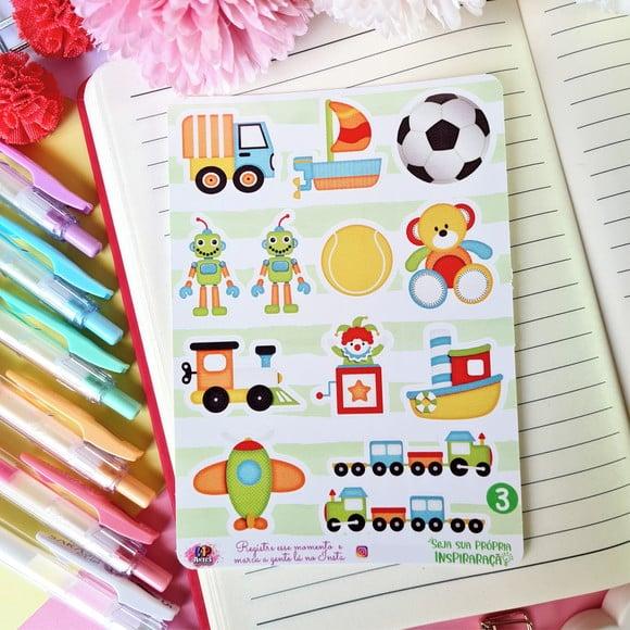 Stickers - Cartela de Adesivos - Brinquedos 3