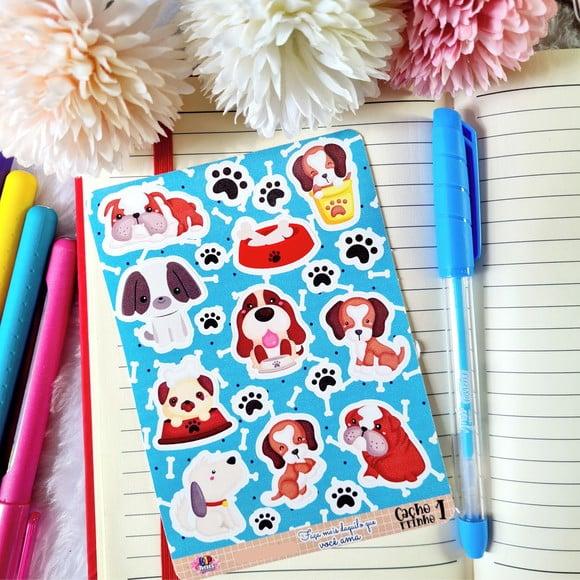 Stickers - Cartela de Adesivos - Cachorrinhos