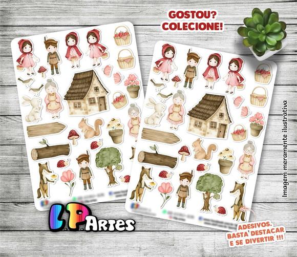 Stickers - Cartela de Adesivos - Chapeuzinho Vermelho