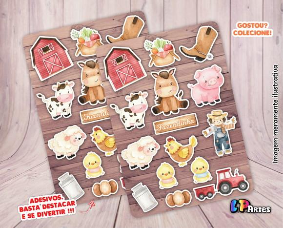 Stickers - Cartela de Adesivos - Fazendinha