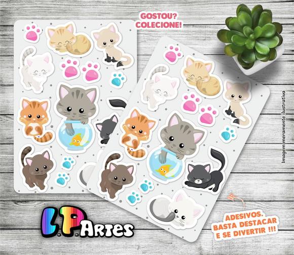 Stickers - Cartela de Adesivos - Gatinhos