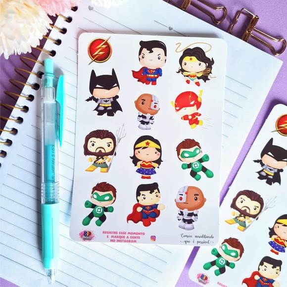 Stickers - Cartela De Adesivos - Heróis Liga Da Justiça
