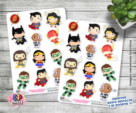 Stickers - Cartela De Adesivos - Heróis Liga Da Justiça