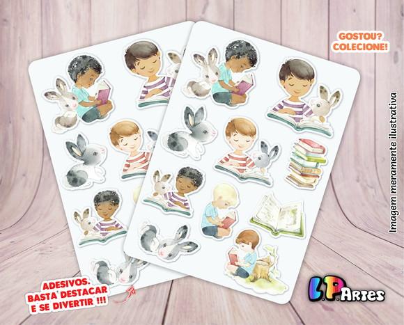 Stickers - Cartela de Adesivos - Meninos Cute