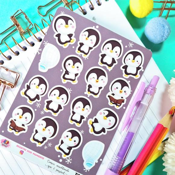 Stickers - Cartela de Adesivos - Pinguins