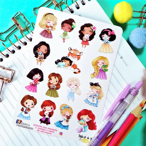 Stickers - Cartela de Adesivos - Princesas e Animais