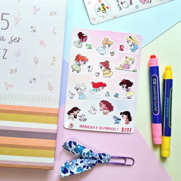 Stickers - Cartela de Adesivos - Princesas e Animais