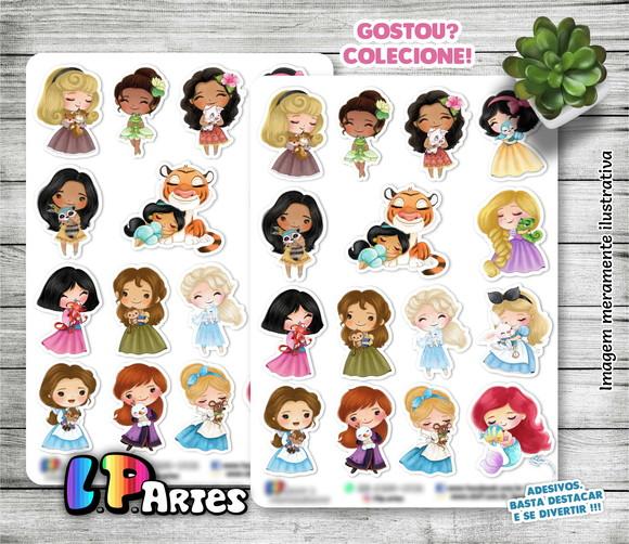 Stickers - Cartela de Adesivos - Princesas e Animais