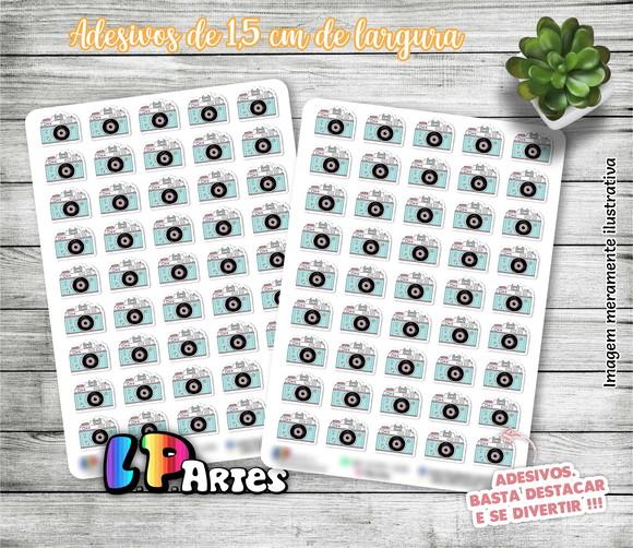 Stickers - Cartela De Adesivos Em Vinil - Câmera Azul