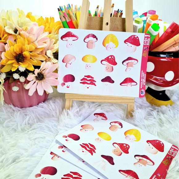 Stickers - Cartela De Adesivos Em Vinil - Cogumelos 1
