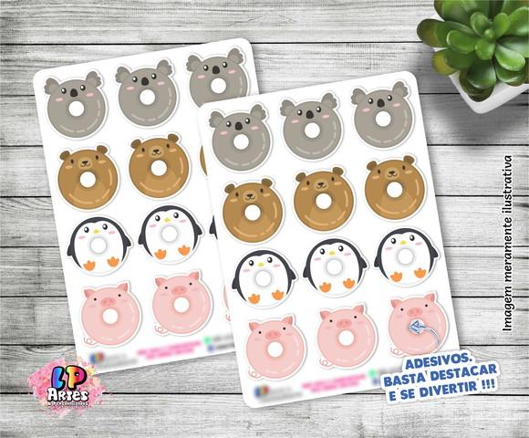 Stickers - Cartela De Adesivos Em Vinil - Donuts 1