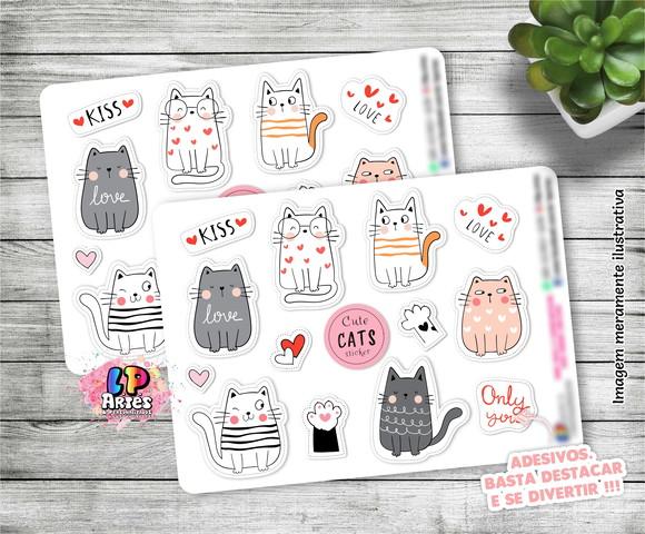 Stickers - Cartela De Adesivos Em Vinil - Gatinhos 7