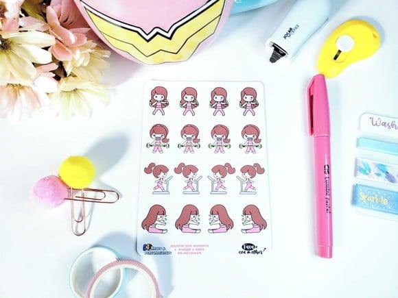 Stickers - Cartela De Adesivos Em Vinil - Gigi Dia De Malhar