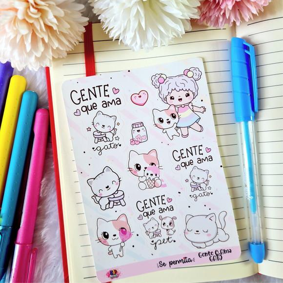 Stickers - Cartela De Adesivos Em Vinil - Gente Que Ama Gato