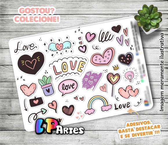 Stickers - Cartela de Adesivos em Vinil - Love 2