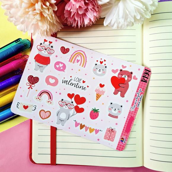 Stickers - Cartela de Adesivos em Vinil - Love Animais
