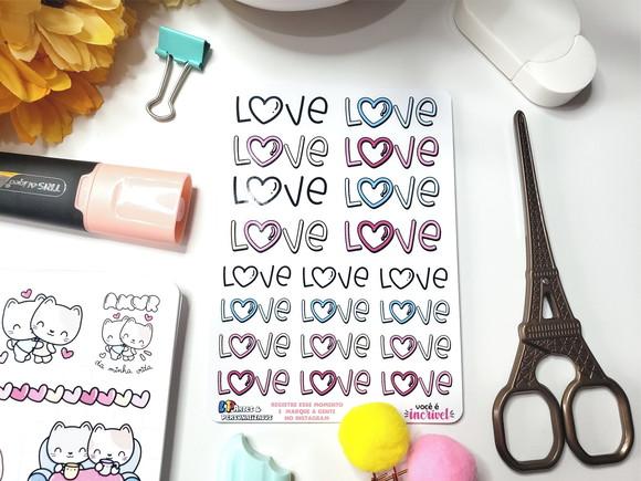 Stickers - Cartela De Adesivos Em Vinil - Love 8