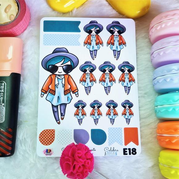 Stickers - Cartela De Adesivos Em Vinil - Menininha E18