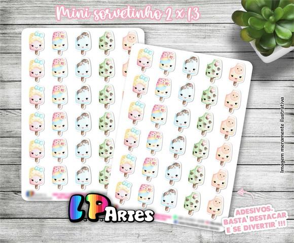 Stickers - Cartela De Adesivos Em Vinil - Mini Sorvete 01