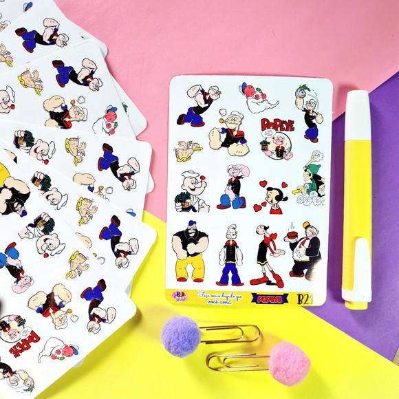 Stickers - Cartela de Adesivos em Vinil - Popeye